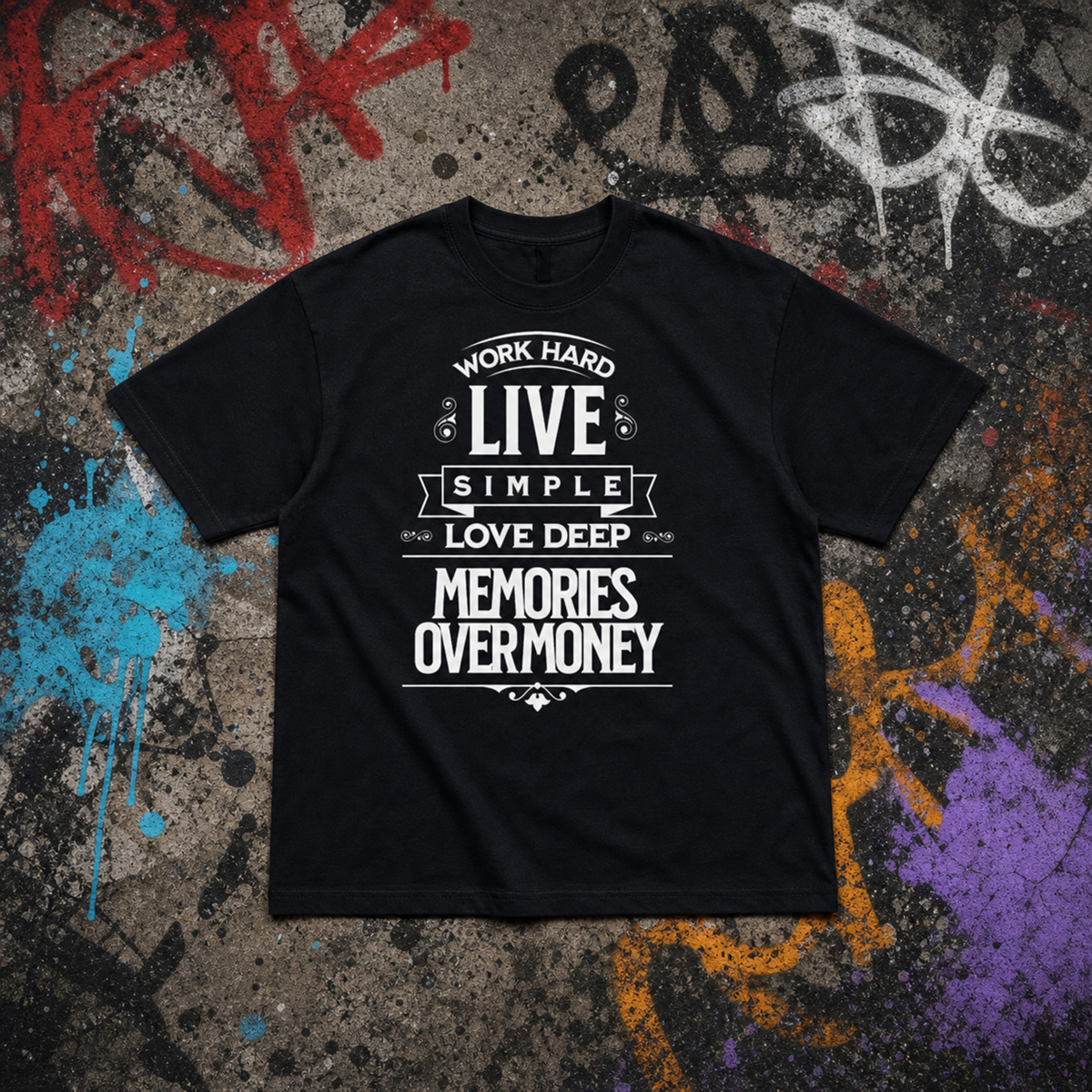 Live Simple Tee | Black | Front Graphic