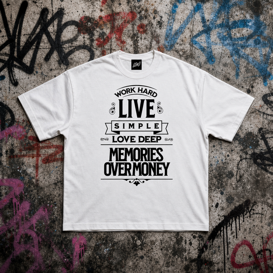 Live Simple Tee | White | Front Graphic