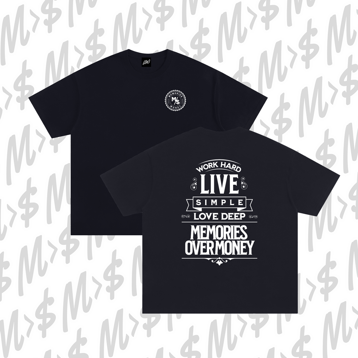 Live Simple Tee | Black | Front Badge / Back Graphic
