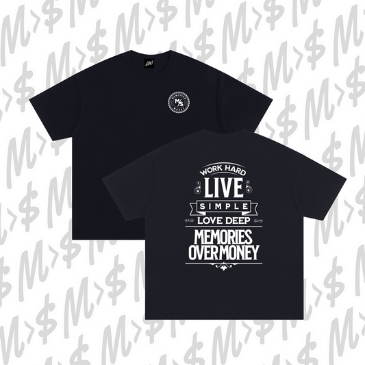 Live Simple Tee | Black | Front Badge / Back Graphic